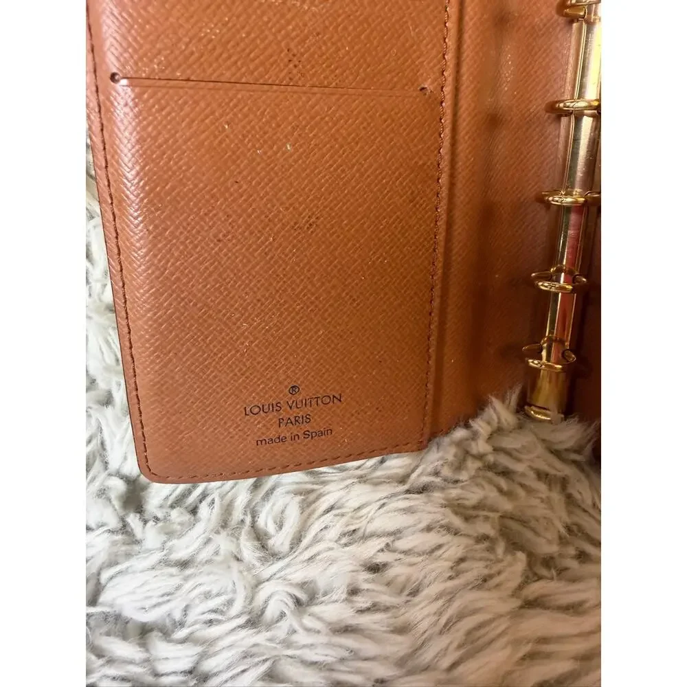 Louis Vuitton Monogram Agenda Small 6-Ring Planner Cover Brown Canvas Authentic